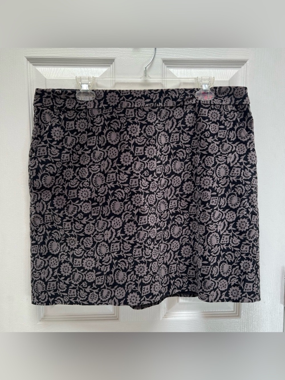 Boden Cotton Velvet Mini Skirt Floral Design Size 12